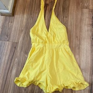 Yellow Halter Ruffle Romper